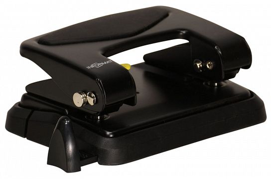 Дырокол INFORMAT Classic до 25 листов 2 отверстия, металлический, черный с линейкой форматов