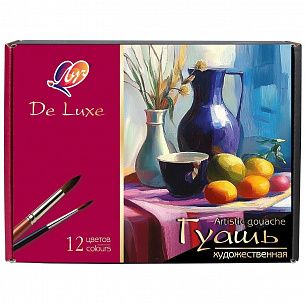 Гуашь Луч ЛЮКС 12 цветов по 40 мл ассорти, набор баночек