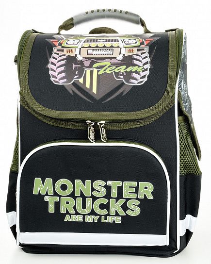 Рюкзак Schoolformat Monster truck, модель BASIC, жесткий каркас, односекционный, 38х28х16 см, 17 л, для мальчиков