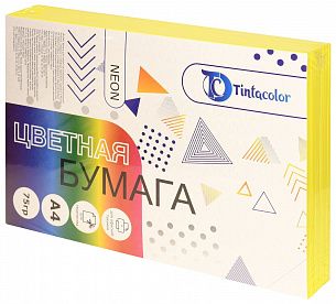 Бумага цветная для печати Tintacolor А4 75 гр/м2 500 л неон желтый