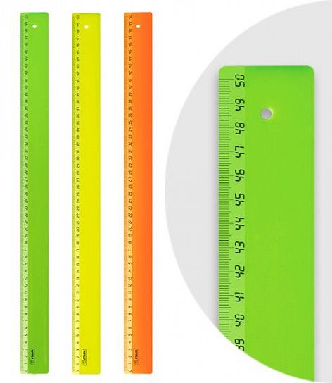 Линейка Стамм NEON 50 см пластик непрозрачный, ассорти неон