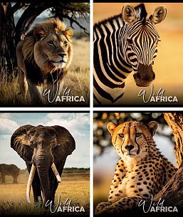 Тетрадь 48 л. А5 клетка, на скрепке, офсет№2 Creativiki ЖИВОТНЫЕ мелованный картон, ВД-лак, эконом