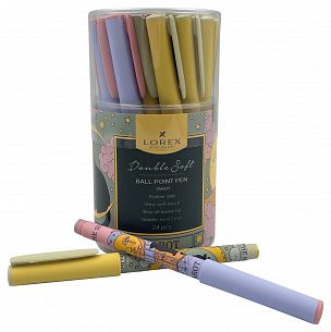 Ручка шариковая на масляной основе LOREX TAROT Double Soft синяя 0,7 мм, ассорти круглый корпус, ultra-soft touch, грип, игольчатый наконечн