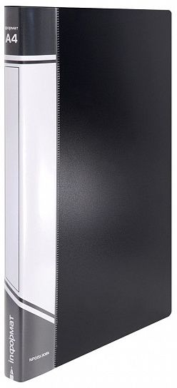 Папка с файлами INFORMAT А4 30 файлов, пластик 500 мкм, черная, карман для маркировки