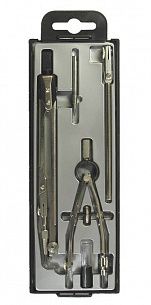 Набор чертежный (готовальня) GLOBUS ТЕХНИКА циркуль 155 мм металлический черный, 5 предметов, в пластиковом пенале с европодвесом