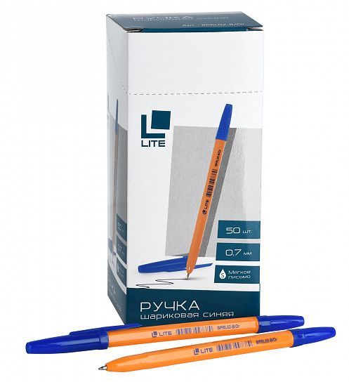 Ручка шариковая LITE 51OR синяя 0,7 мм, оранжевый шестигранный корпус