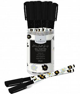 Ручка шариковая на масляной основе LOREX FLOWER MEMORIES Slim Soft Grip синий 0,5 мм белый круглый корпус ultra-soft touch игольчатый наконечник