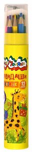Набор цветных карандашей Каляка-Маляка 12 цв. шестигранные, деревянные, тубус с точилкой