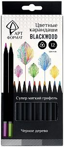 Набор цветных карандашей АРТформат Blackwood 12 цв. трехгранные, деревянные, в картонной упаковке