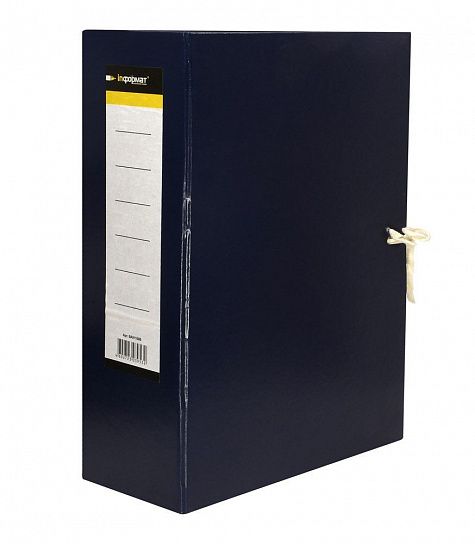 Короб архивный INFORMAT 100 мм А4 синий бумвинил, 2 завязки, вместимость до 100 листов разобранный
