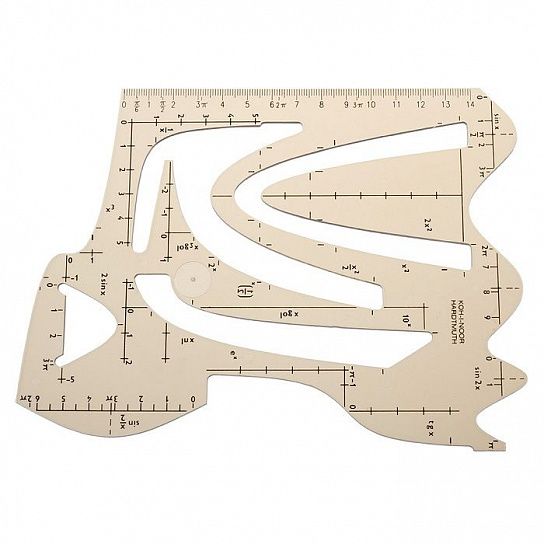 Линейка-трафарет Koh-I-Noor ШАБЛОН ГРАФИКОВ ФУНКЦИЙ 14 см пластик тонированный, дымчатая, с европодвесом