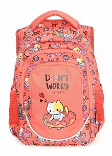 Рюкзак Schoolformat Kitten donut, модель SOFT 3, мягкий каркас, трехсекционный, 40х28х20 см, 22 л, для девочек