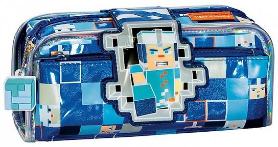 Пенал 2в1 односекционный Tiger FUN TIME SUPER ICEMAN 110х220х80 мм синий, ПВХ