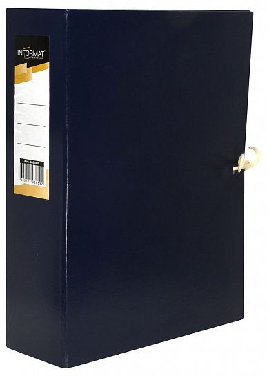 Короб архивный INFORMAT 80 мм А4 синий бумвинил, 2 завязки, вместимость до 800 листов разобранный