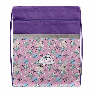 Мешок для обуви Schoolformat RAINBOW MAGIC 49х41 см, большой с карманом для девочек