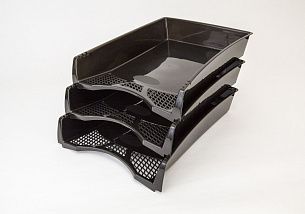 Лоток горизонтальный для бумаг Унипласт ОФИС-КЛАСС черный пластик