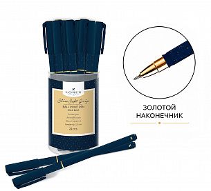 Ручка шариковая на масляной основе LOREX GOLD BLUE Slim Soft Grip синий 0,5 мм синий круглый корпус ultra-soft touch грип игольчатый наконечник