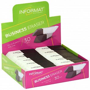 Ластик INFORMAT БИЗНЕС каучук 53х19х9 мм скошенный, серо-белый комбинированный