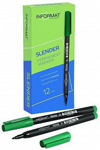 Маркер перманентный INFORMAT SLENDER 1 мм зеленый, круглый наконечник