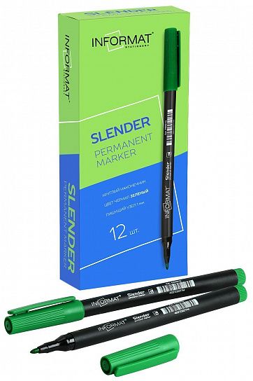Маркер перманентный INFORMAT SLENDER 1 мм зеленый, круглый наконечник