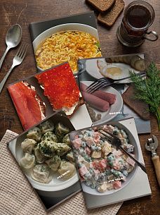 Тетрадь 48 л. А5 клетка, на скрепке, офсет LOREX NICE FOOD мелованный картон, двойная обложка, запечатка форзаца, soft touch