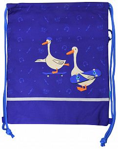 Мешок для обуви LOREX KIDS SKATE GOOSE 42x34 см, синий, 1 отделение, с большим карманом на молнии, с ручкой универсальный