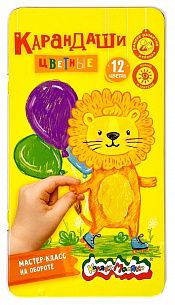 Набор цветных карандашей Каляка-Маляка 12 цв. шестигранные, деревянные, в металлической коробке