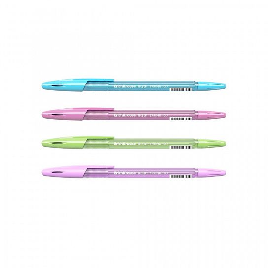 Ручка шариковая ErichKrause SPRING STICK R-301 синяя 0,7 мм, ассорти шестигранный корпус