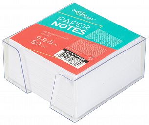 Блок для записей в подставке INFORMAT 9х9х5 см белый 80 г/м2, цвет подставки прозрачный