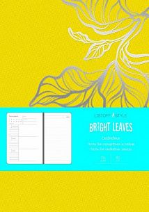 Ежедневник А5 недатированный BRIGHT LEAVES. ЖЕЛТЫЙ 136 л. искусственная кожа, фольга