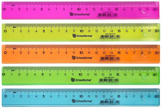 Линейка Schoolformat 20 см пластик тонированный, ассорти