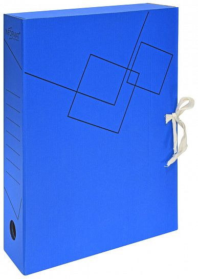 Короб архивный INFORMAT 75 мм А4 синий микрогофрокартон, 2 завязки, вместимость до 700 листов разобранный