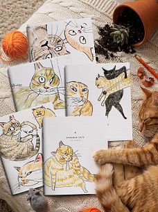 Тетрадь 48 л. А5 клетка, на скрепке, офсет LOREX STRIKING CATS мелованный картон, двойная обложка, запечатка форзаца, матовая ламинация, эмбоссинг