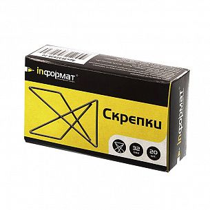 Скрепки-бабочки INFORMAT 32x28 мм 20 шт никелированные, картонная упаковка