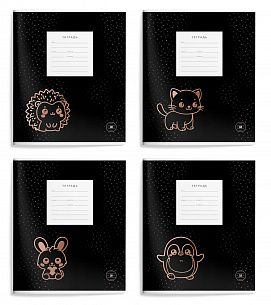 Тетрадь 18 л. линия LOREX KIDS DARK ANIMAL мелованный картон, запечатка форзаца, матовая ламинация, выборочный УФ-лак, фольга