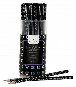 Карандаш чернографитный пластиковый LOREX WOOD FREE MINDBENDING НВ заточенный, трехгранный, принт на корпусе, тубус