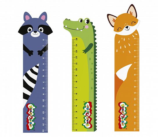 Линейка Каляка-Маляка ЗВЕРЯТА фигурная 15 см деревянная, ассорти, с европодвесом