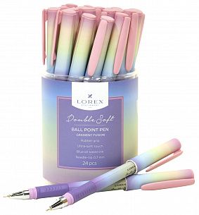 Ручка шариковая на масляной основе LOREX GRADIENT FUSION Double Soft синяя 0,7 мм, с дизайном круглый корпус, покрытие ultra-soft touch, гри