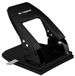 Дырокол INFORMAT OFFICE до 40 листов 2 отверстия, металлический, черный с линейкой форматов