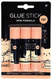 Набор клея-карандаша Schoolformat 15 г для бумаги, картона, фото, быстросохнущий, смывается водой PVP 3 шт