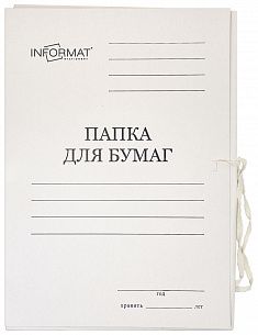 Папка с завязками INFORMAT А4, мелованный картон 320 г/м2, белый