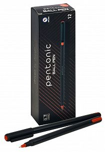 Ручка шариковая Linc PENTONIC красная 0,7 мм, черный круглый корпус, игольчатый наконечник
