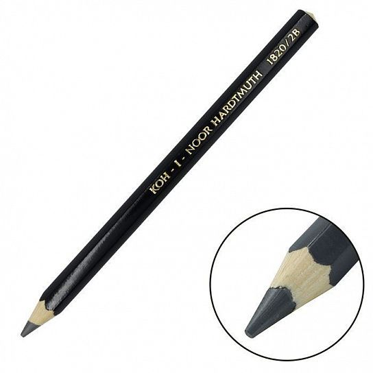 Карандаш чернографитный деревянный Koh-I-Noor 1820 2В заточенный, шестигранный, картонная коробка