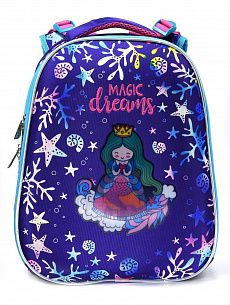 Рюкзак Schoolformat Princess-mermaid, модель ERGONOMIC 2, жесткий каркас, двухсекционный, 38х29х18 см, 17 л, для девочек