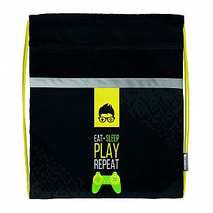 Мешок для обуви Schoolformat CHAMPION 49х41 см, черный, 1 отделение, с большим карманом на молнии, для мальчиков