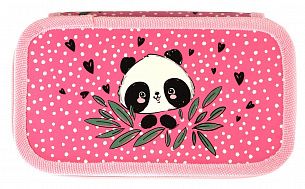 Пенал двухсекционный Schoolformat PANDASTIC 190х105х35 мм розовый, картон, полиэстер