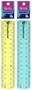 Линейка Schoolformat 15 см пластик тонированный, ассорти, с европодвесом