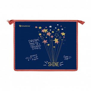 Папка для тетрадей 1 отделение А5 Schoolformat SHINE BRIGHT синяя, молния сверху, картон, полиэстер, для девочек