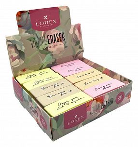 Ластик LOREX VOLUME ERASER BLOSSOMS, термопластичная резина, 60х20х10 мм скошенный, ассорти, мягкий, индивидуальный ШК