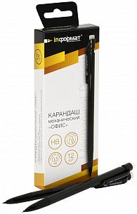 Карандаш механический INFORMAT ОФИС 0,5 мм НВ, цвет корпуса черный, с ластиком